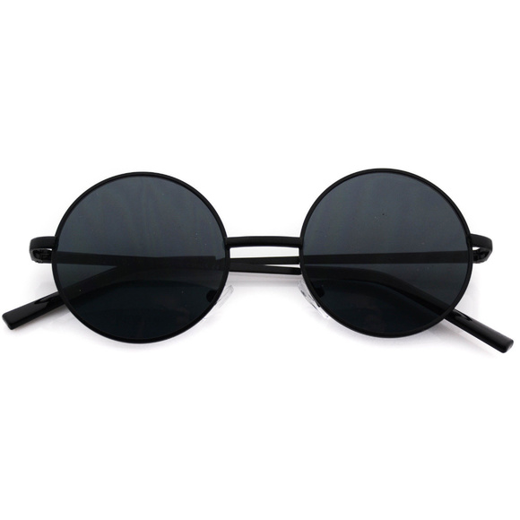 New Lennon Black Lens Round Hippie Sunglasses - Picture 1 of 1